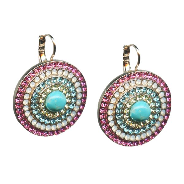 Mariana Earrings Charming Howlite Chinese Turq Mineral, Lt Rose, White Opal, Aquamarine & Jonquil Austrian Crystals Margarita	Cocktail Hour Coll.