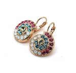 Earrings By Mariana Woman Snail Shaped Rose and Opal Swarovski Crystals - Image 2