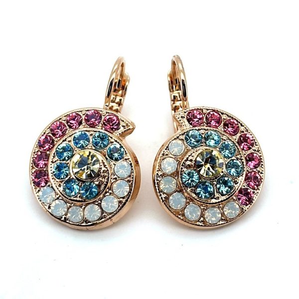 Earrings By Mariana Woman Snail Shaped Rose and Opal Swarovski Crystals