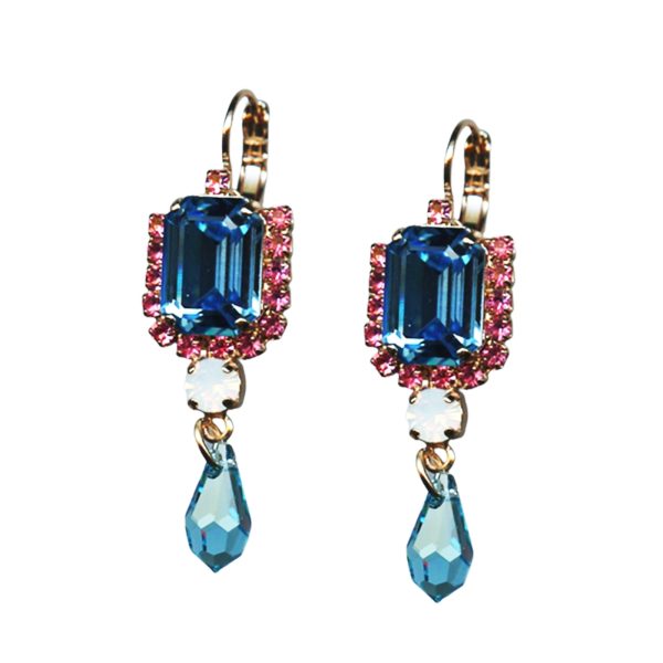 Mariana Earrings Gorgeous Lt Sapphire, Lt Rose & White Opal Austrian Crystals Margarita Cocktail Hour Coll.
