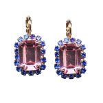 Mariana Earrings Beautiful Lt Rose & Capri Blue Austrian Crystals Kiss From A Rose Songbook Coll.