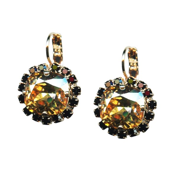 Mariana Earrings Elegant Golden Shadows & Jet Black Austrian Crystals Adeline Odyssey Coll.