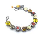 Bracelet By Mariana Ambrosia Coll. Floral Citrine, Honey Amber, Yellow, Hyacinth, & White Opal Austrian Crystals - Image 3