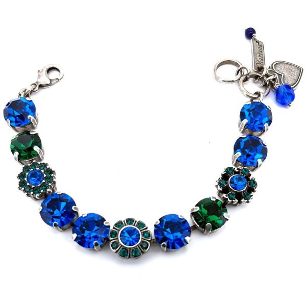 Bracelet By Mariana Woman Glamorous Capri Blue and Emerald Swarovski Crystals