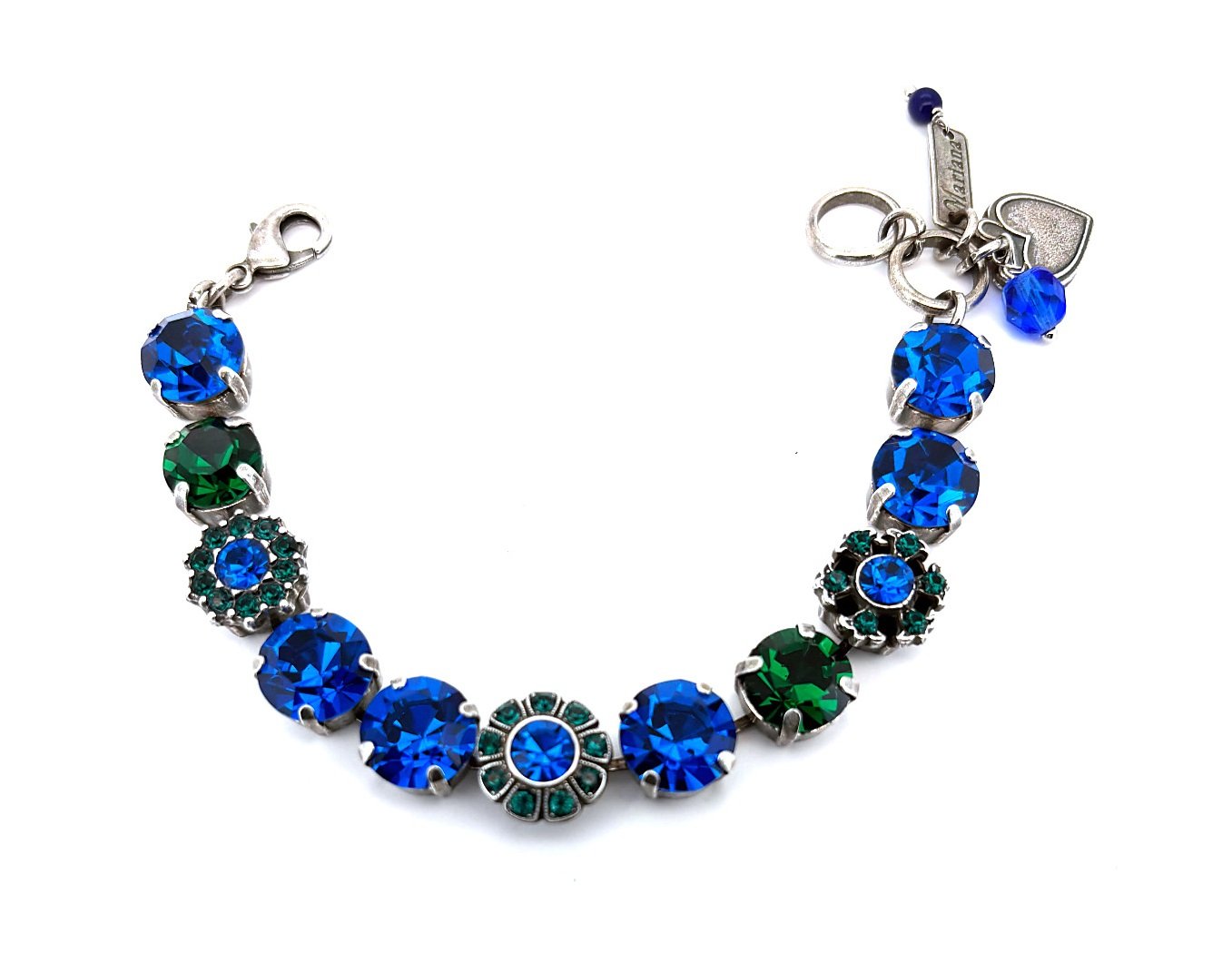 B-4174-243205-SP (1) Bracelet By Mariana Woman Glamorous Capri Blue and Emerald Swarovski Crystals - Image 1