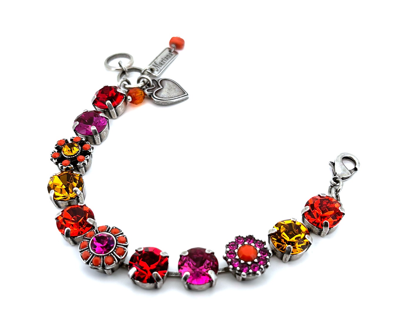 B-4174-32502-SP (3) Bracelet By Mariana Woman Charming Hyacinth, Fuchsia and Siam Swarovski Crystals - Image 1