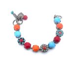 Bracelet By Mariana Moondrops Gypsy Soul Coll. Turquoise, Coral, Opal, Red & Orange Austrian Crystals