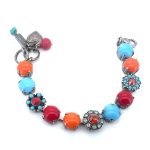 Bracelet By Mariana Moondrops Gypsy Soul Coll. Turquoise, Coral, Opal, Red & Orange Austrian Crystals
