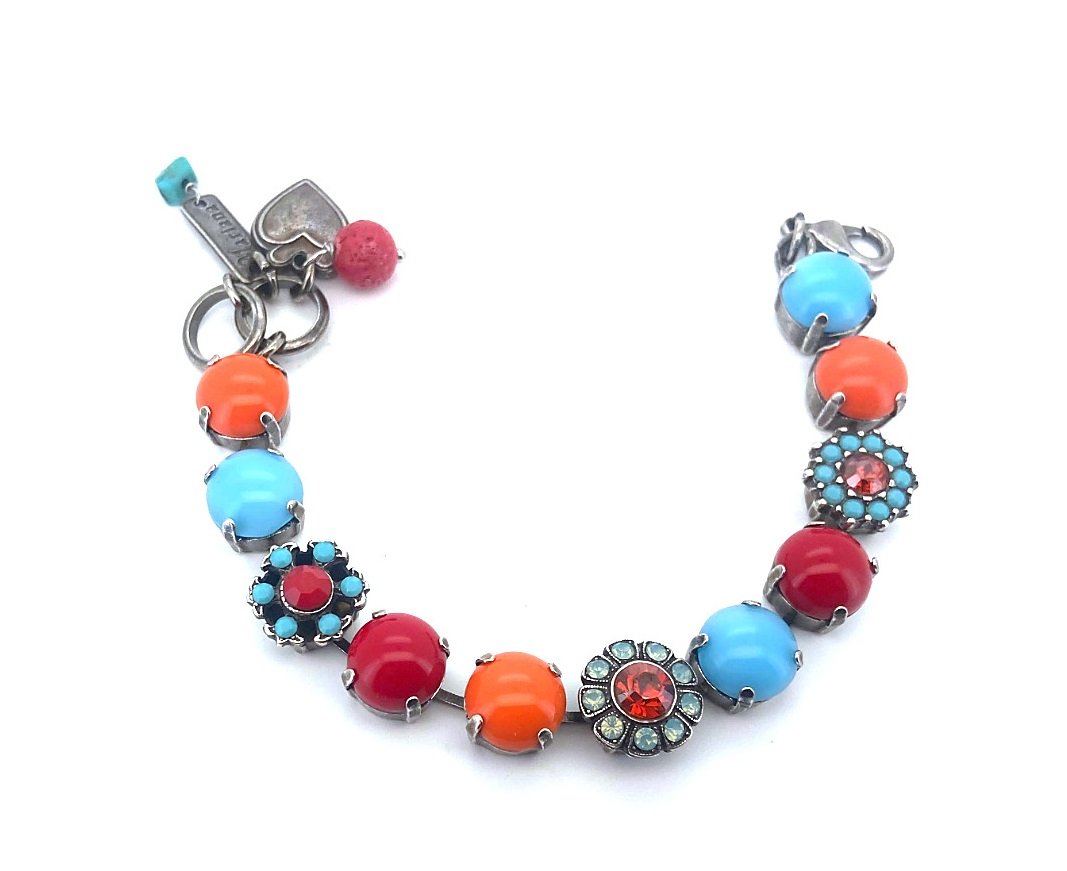 B-4174-3511-SP (3) Bracelet By Mariana Moondrops Gypsy Soul Coll. Turquoise, Coral, Opal, Red & Orange Austrian Crystals - Image 1