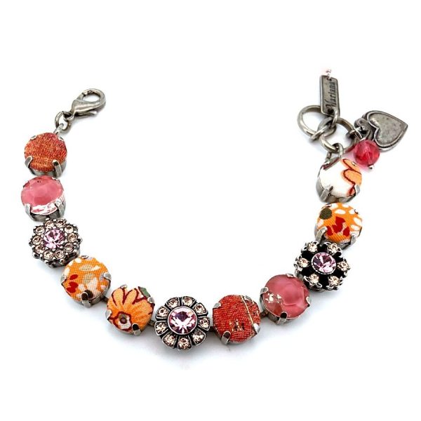 Mariana Bracelet Fab Rose Delite, Fuchsia, & Lt Peach Austrian Crystals My Treasures Coll.