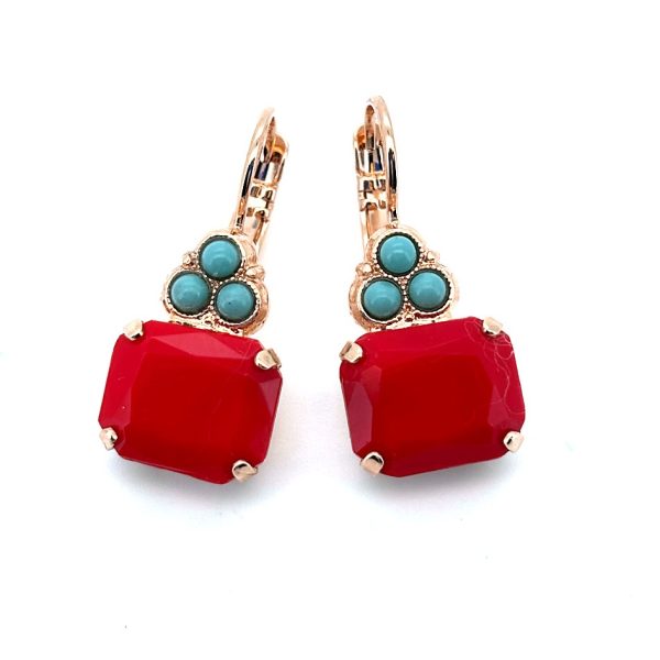 Earrings By Mariana Woman Beautiful Synthetic Coral and Turquoise Swarovski Crystals