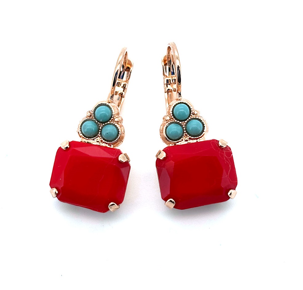 E-1014-7-267132-RG6 (1) Earrings By Mariana Woman Beautiful Synthetic Coral and Turquoise Swarovski Crystals - Image 1