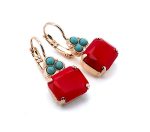 Earrings By Mariana Woman Beautiful Synthetic Coral and Turquoise Swarovski Crystals - Image 4