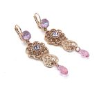 Earrings By Mariana Woman Floral Lavender and Rose Swarovski Crystals - Image 2