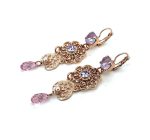Earrings By Mariana Woman Floral Lavender and Rose Swarovski Crystals - Image 3