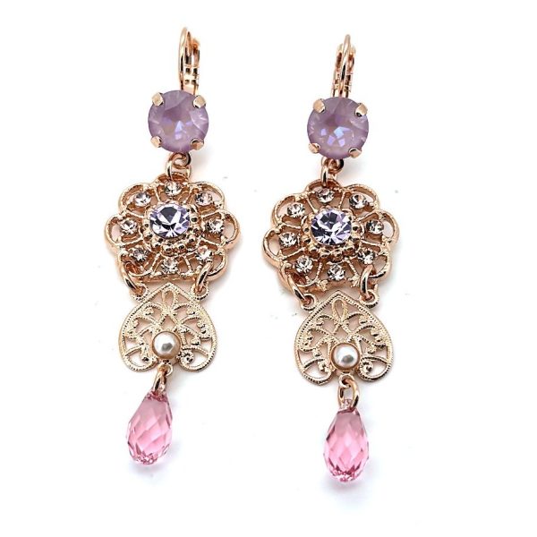 Earrings By Mariana Woman Floral Lavender and Rose Swarovski Crystals