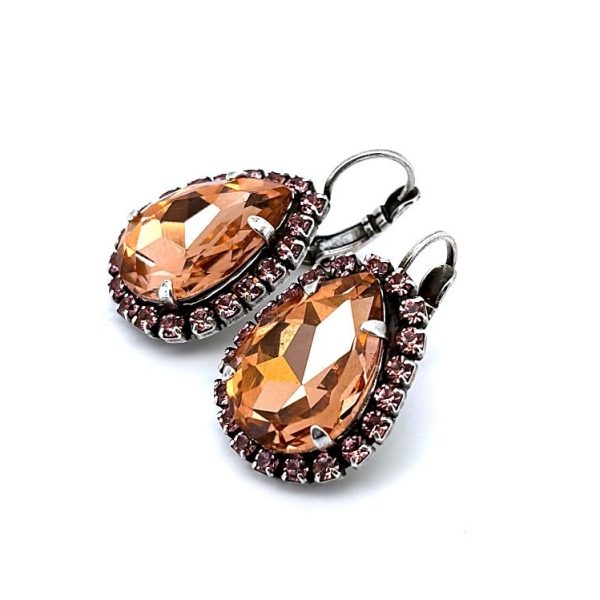 Earrings By Mariana Woman Lovely Rose and Padparadscha Swarovski Crystals