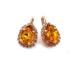 Mariana Earrings Stunning Fire Opal & Golden Shadow Austrian Crystals Caramel The Sweet Life Coll.