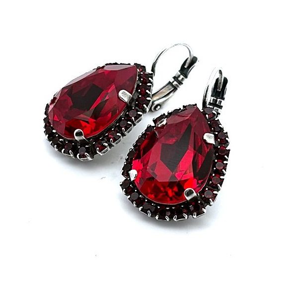 Earrings By Mariana Woman Stunning Ruby Red Swarovski Crystals