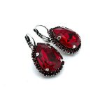 Earrings By Mariana Woman Stunning Ruby Red Swarovski Crystals - Image 3