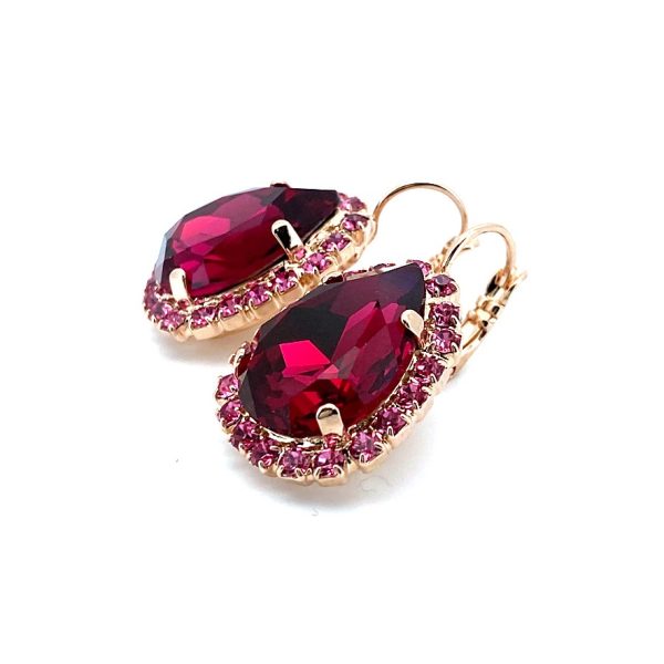 Earrings By Mariana Woman Adorable Fuchsia and Rose Swarovski Crystals