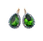 Earrings By Mariana Woman Glamorous Fern Green Swarovski Crystals - Image 2