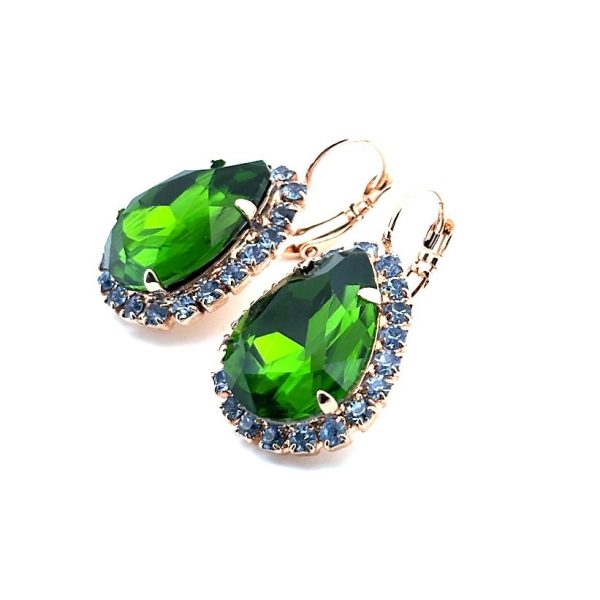 Earrings By Mariana Woman Glamorous Fern Green Swarovski Crystals