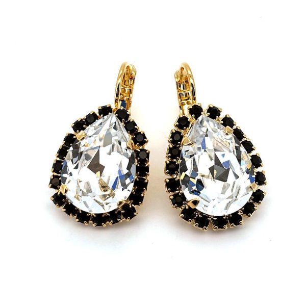 Earrings By Mariana Woman Elegance Clear and Jet Black Swarovski Crystals