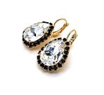 Earrings By Mariana Woman Elegance Clear and Jet Black Swarovski Crystals - Image 2