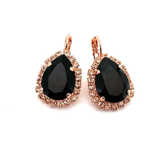 Earrings By Mariana Woman Luxurious Jet and Peach Swarovski Crystals