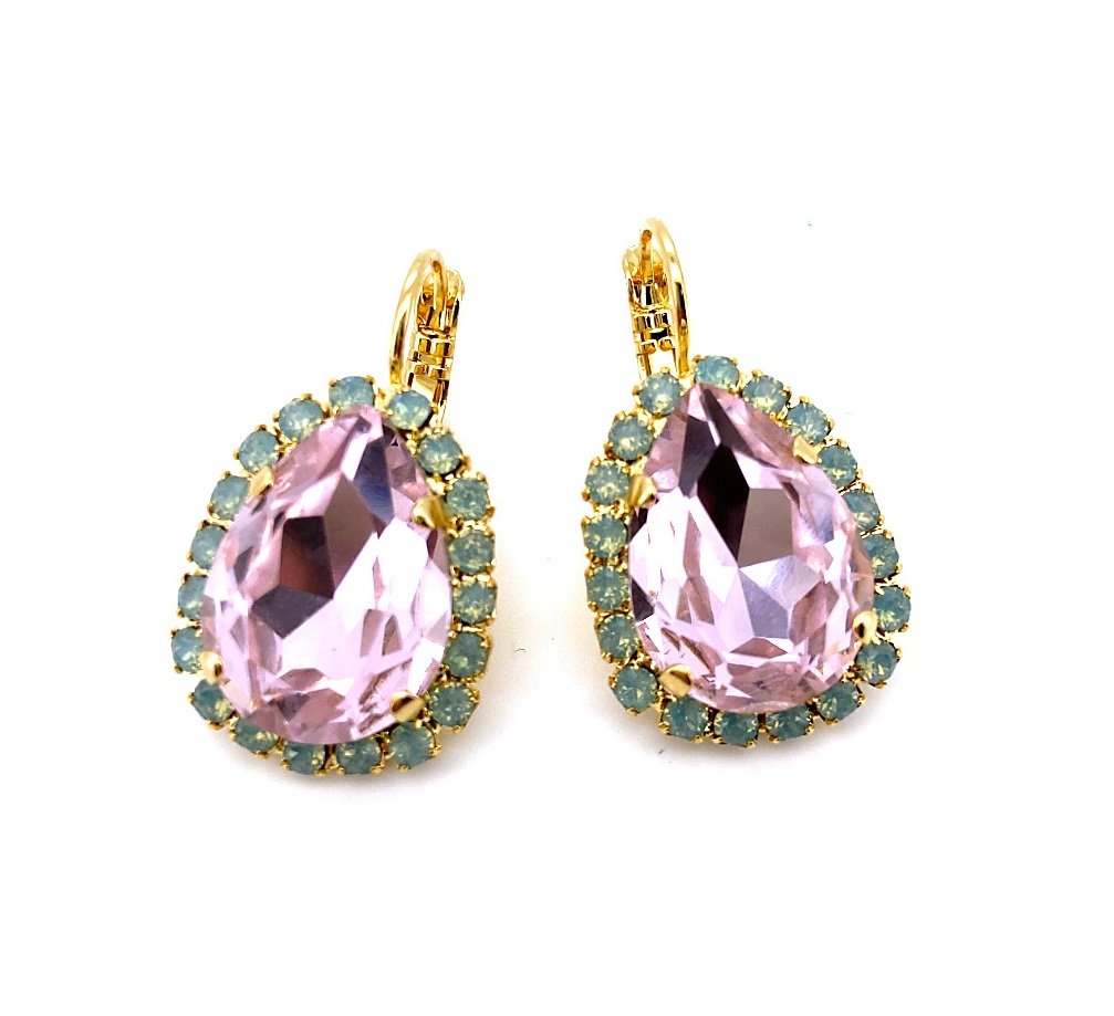 E-1098-3-390223-YG6 (1) Earrings By Mariana Woman Charming Rose and Pacific Opal Swarovski Crystals - Image 1