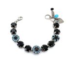 Mariana Bracelet Elegant Jet Black & Aquamarine Austrian Crystals My Treasures Coll.