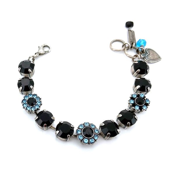 Mariana Bracelet Elegant Jet Black & Aquamarine Austrian Crystals My Treasures Coll.
