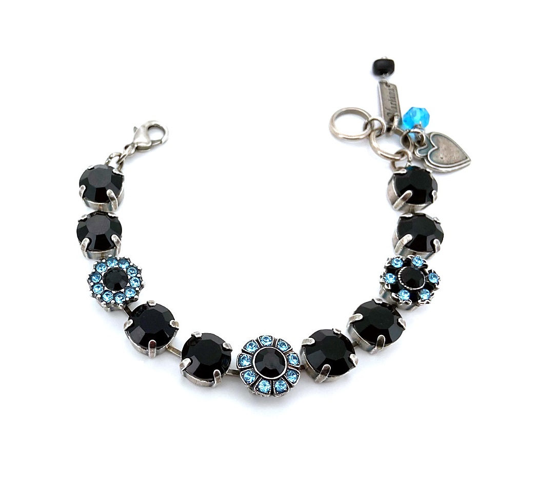 B-4174-202280-SP (1) Mariana Bracelet Elegant Jet Black & Aquamarine Austrian Crystals My Treasures Coll. - Image 1