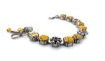 Bracelet By Mariana My Treasures Coll. Floral White Opal & Dark Amber Austrian Crystals - Image 3