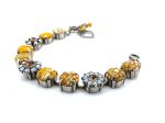 Bracelet By Mariana My Treasures Coll. Floral White Opal & Dark Amber Austrian Crystals - Image 2
