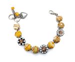 Bracelet By Mariana My Treasures Coll. Floral White Opal & Dark Amber Austrian Crystals