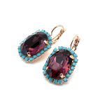 Earrings By Mariana Woman Elegant Amethyst and Turquoise Swarovski Crystals