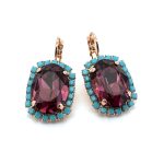 Earrings By Mariana Woman Elegant Amethyst and Turquoise Swarovski Crystals - Image 2