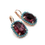Earrings By Mariana Woman Elegant Amethyst and Turquoise Swarovski Crystals - Image 3