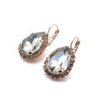 Earrings By Mariana Woman Elegant Blue Shade and Peach Swarovski Crystals - Image 2