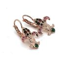 Earrings By Mariana Woman Fleur-de-lis Rose and Fern Green Swarovski Crystals - Image 3