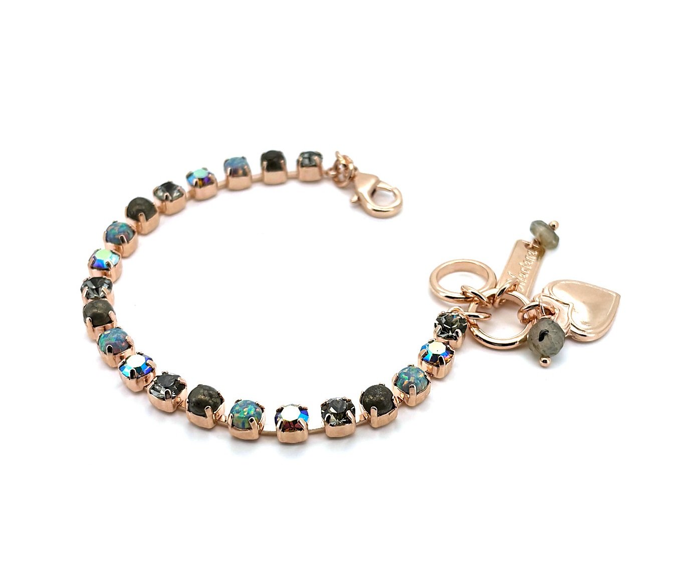 B-4000-M5537-RG (2) Bracelet By Mariana Woman Labradorite Mineral and Opal Swarovski Crystals - Image 1