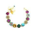 Bracelet By Mariana Happy Days Icons Coll. Sodalite Mineral, Fuchsia, Turquoise, Topaz, Fern Green, & Pacific Opal Austrian Crystals