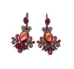 Earrings By Mariana Lady In Red Songbook Coll. Stunning Siam, Padparadscha, & Red Coral Austrian Crystals