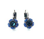 Earrings By Mariana Woman Floral Montana Blue and Capri Blue Swarovski Crystals - Image 3