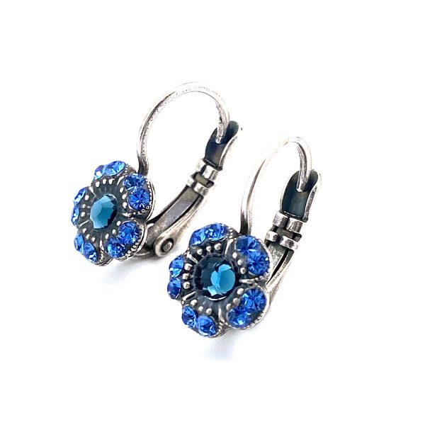 Earrings By Mariana Woman Floral Montana Blue and Capri Blue Swarovski Crystals