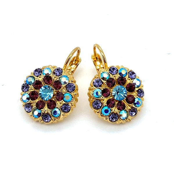 Mariana Earrings Glitzy Vitrail Lt, Amethyst, Tanzanite, & Aquamarine Austrian Crystals My Treasures Coll.
