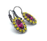 Earrings By Mariana Masai Africa Coll. Charming Yellow Opal & Fuchsia Austrian Crystals - Image 3