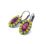 Earrings By Mariana Masai Africa Coll. Charming Yellow Opal & Fuchsia Austrian Crystals